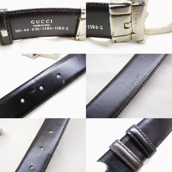 Gucci 036 Leather Reversible Silver Belt Black main image 4